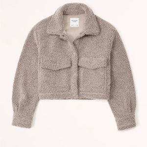 NWOT Abercrombie & Fitch Brown Cropped Sherpa Shirt Jacket